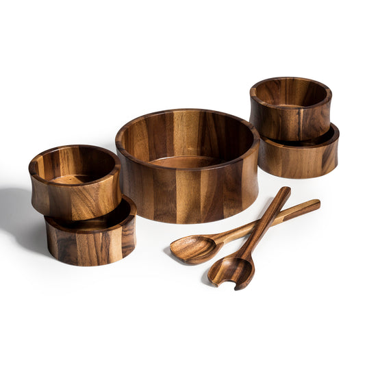 7 Piece Maribo Acacia Wood Salad Serving Set